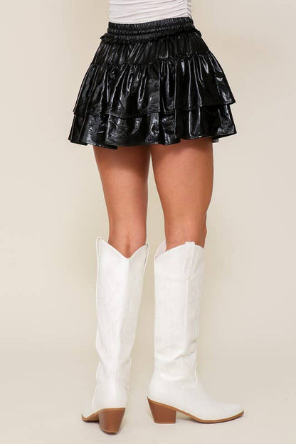 Purple Metallic Tiered Skort