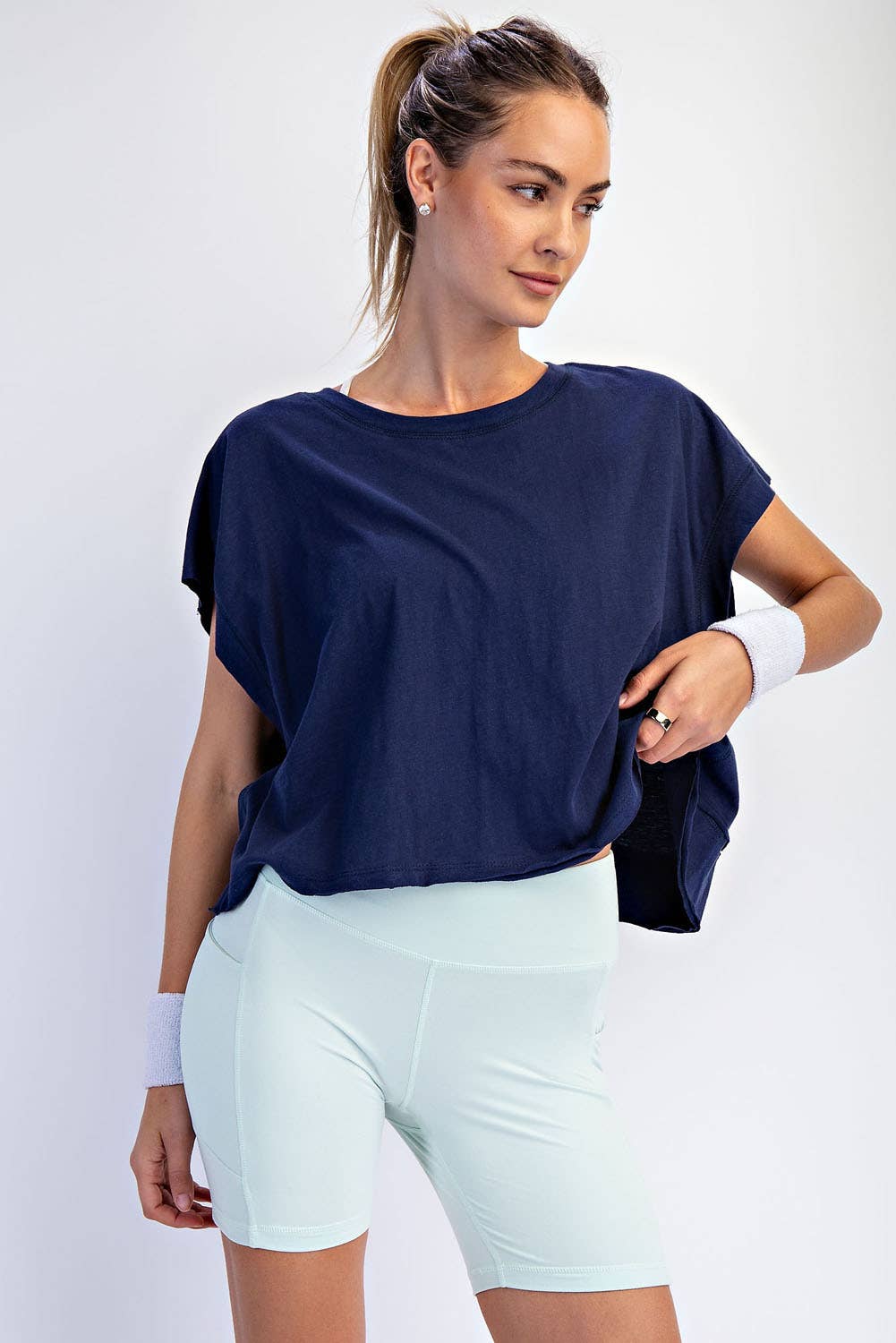 Clover Green Cotton Slub Open Back Top