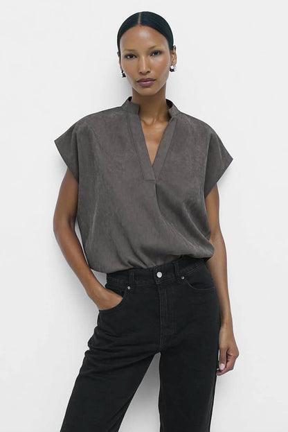 Soft Matte Drop Shoulder Blouse