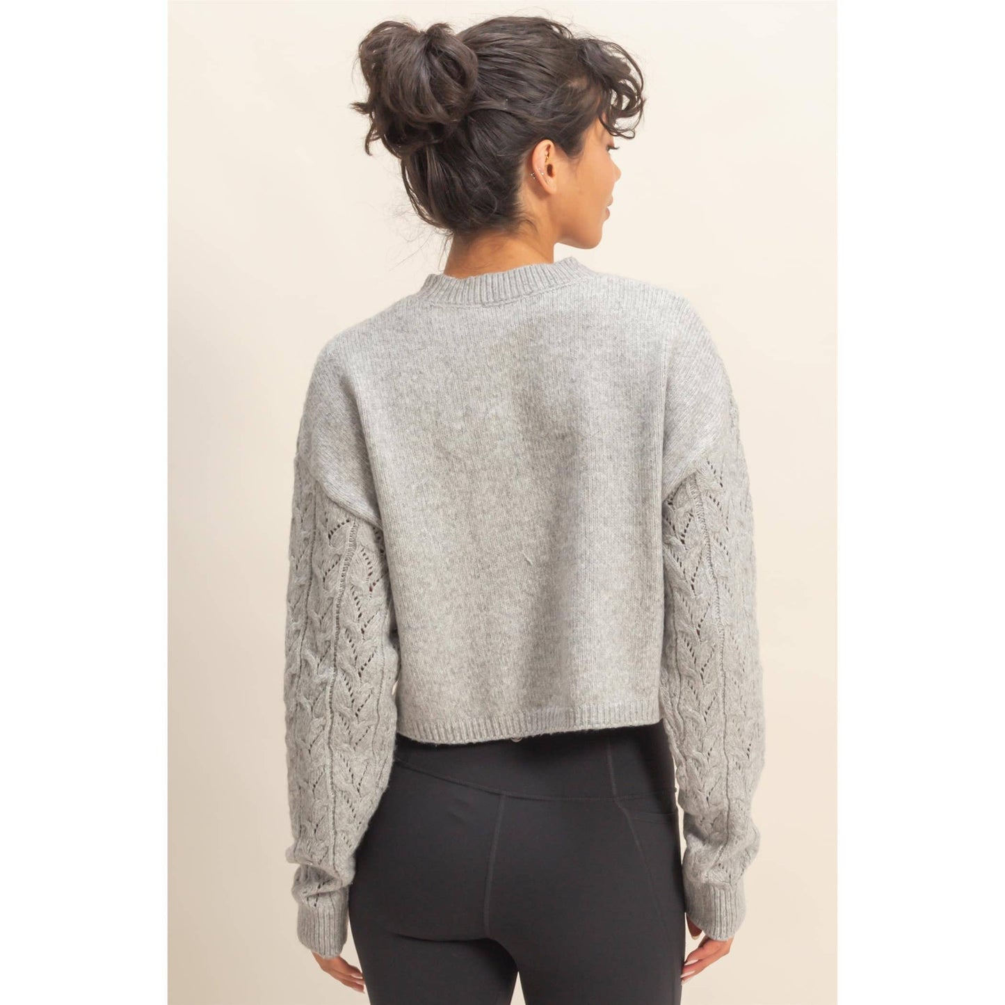 Cropped Cable Knit Sweater