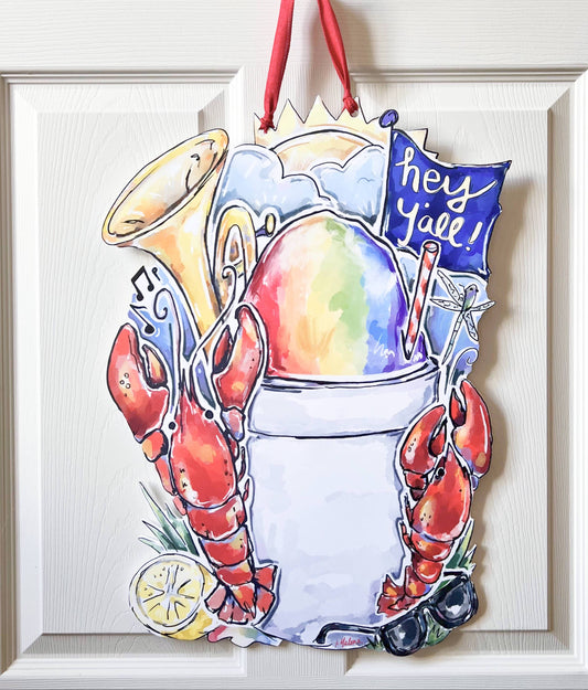 Southern Summertime Door Hanger - Sno-Ball, Crawfish, Y'all