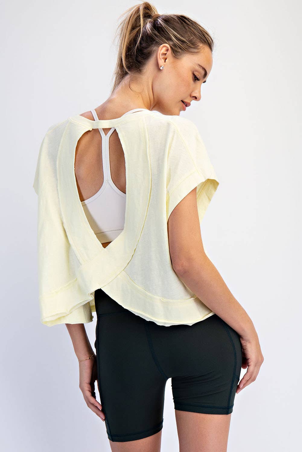 Clover Green Cotton Slub Open Back Top