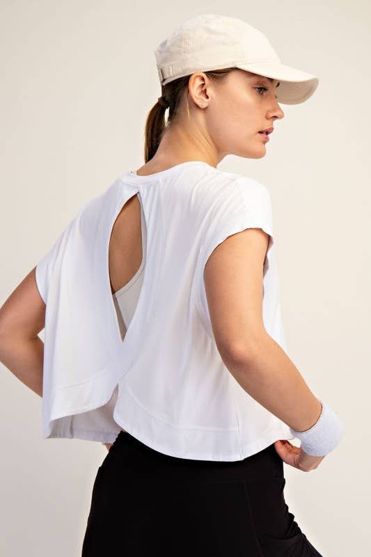 Short Sleeve Open Back Top