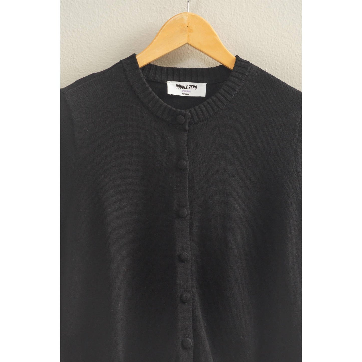 Crew Neck Short Sleeve  Buttoned Cardigan