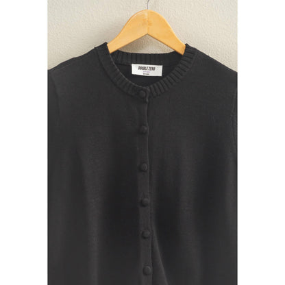 Crew Neck Short Sleeve  Buttoned Cardigan