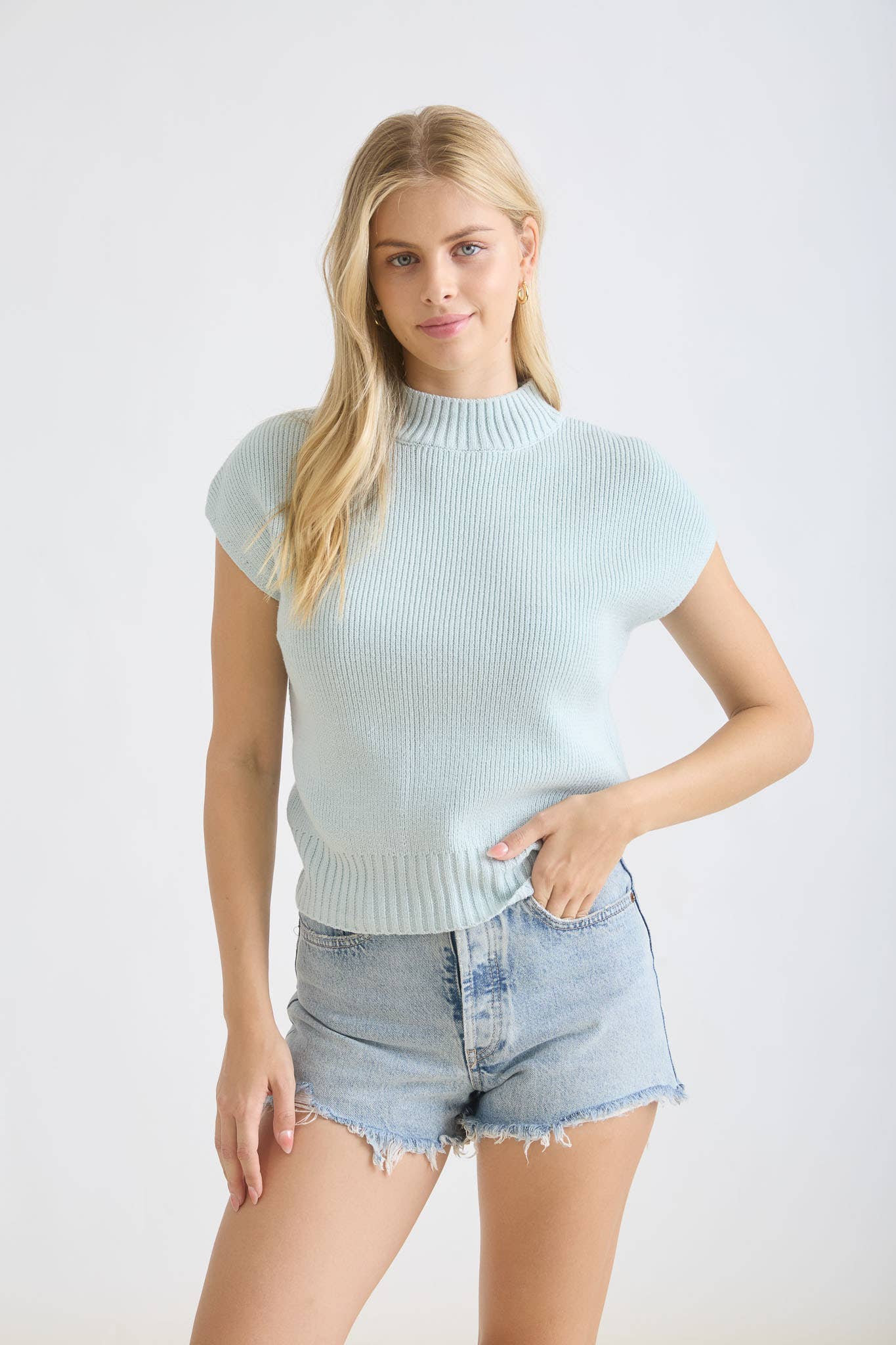 Mock Neck Knit Pullover Sweater