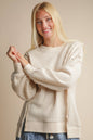 Cream Oversized Waffle Knit Casual Top
