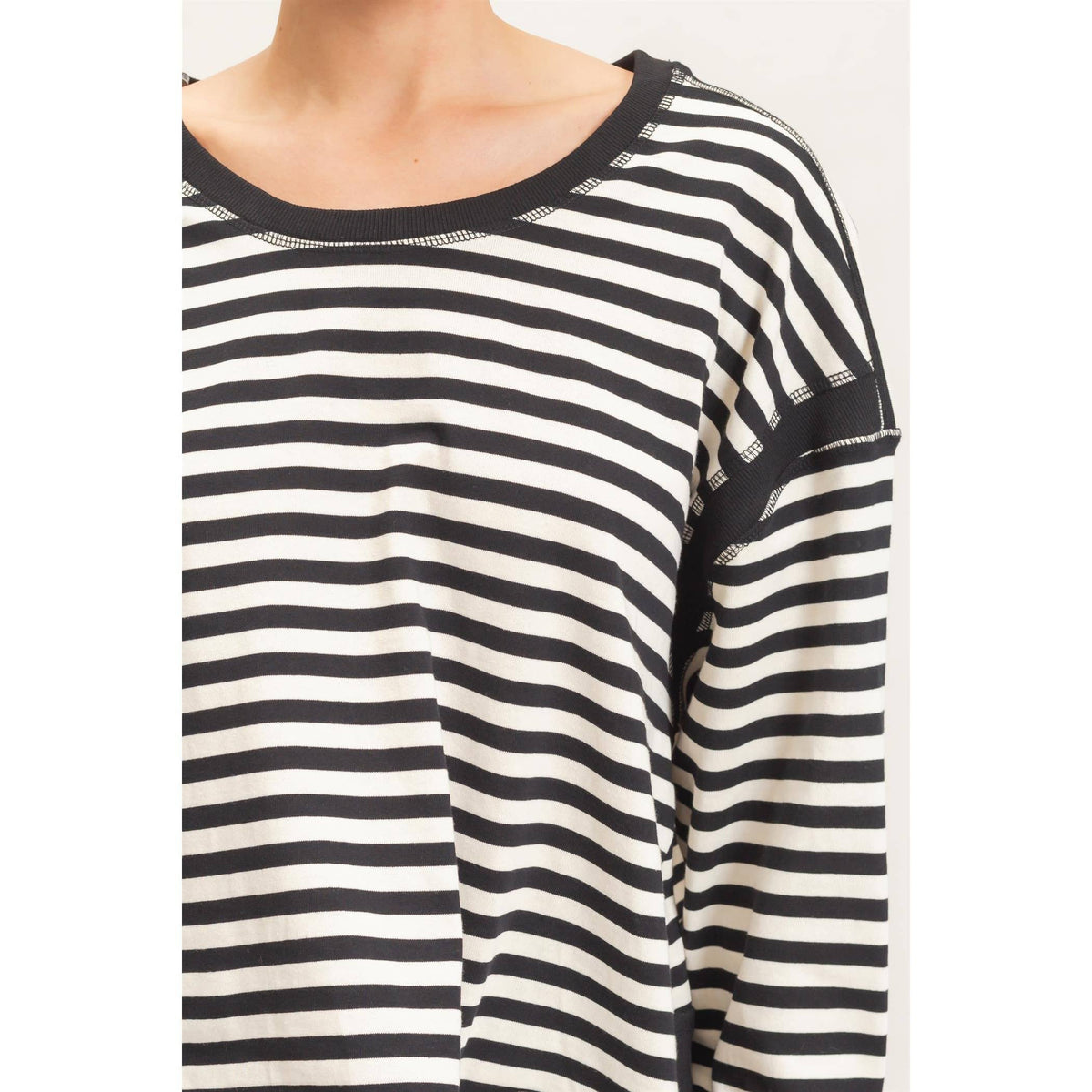 Striped Open Back Long Sleeve Top