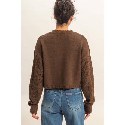 Cropped Cable Knit Sweater