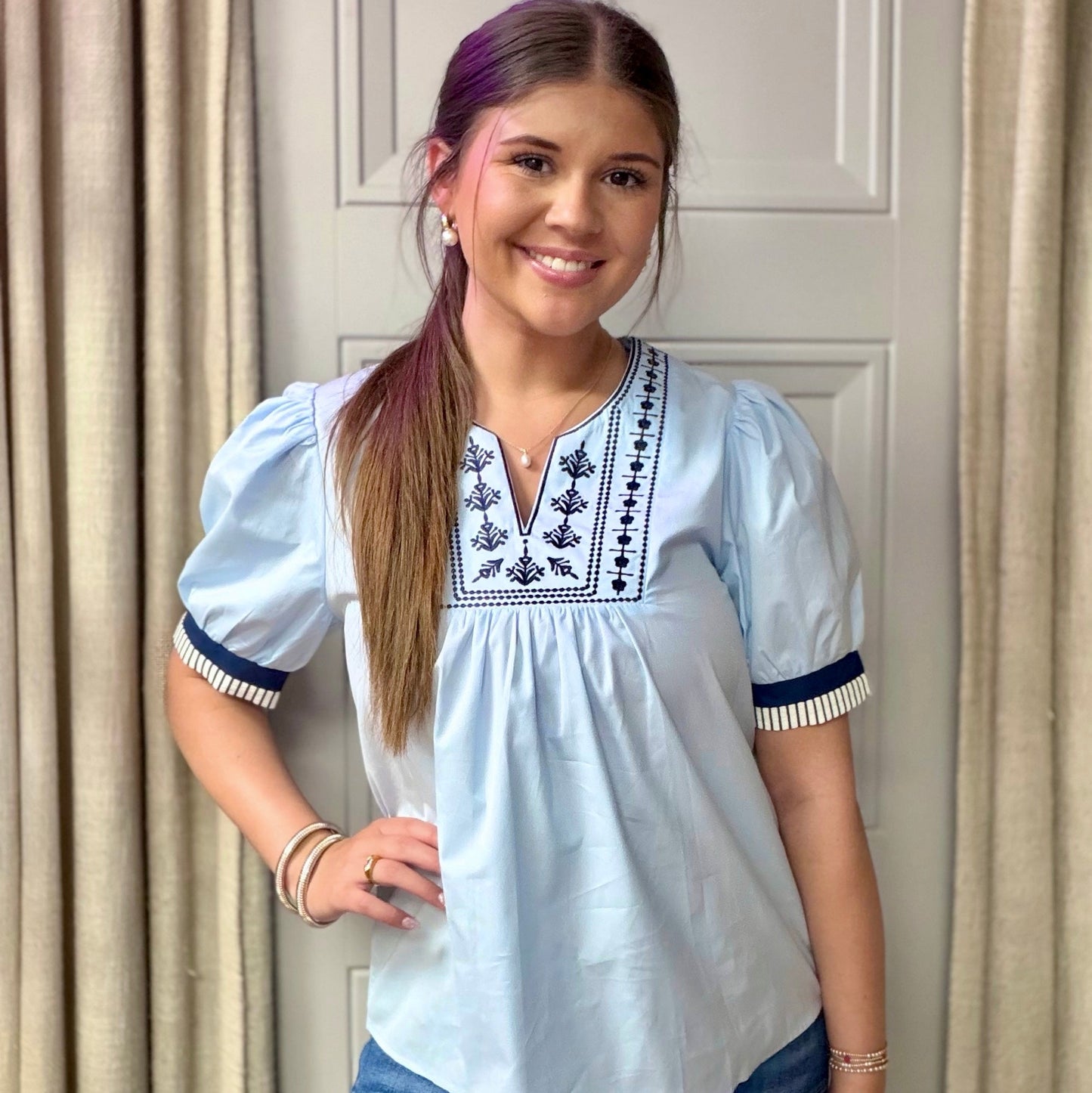 Southern Charm Embroidered Blouse
