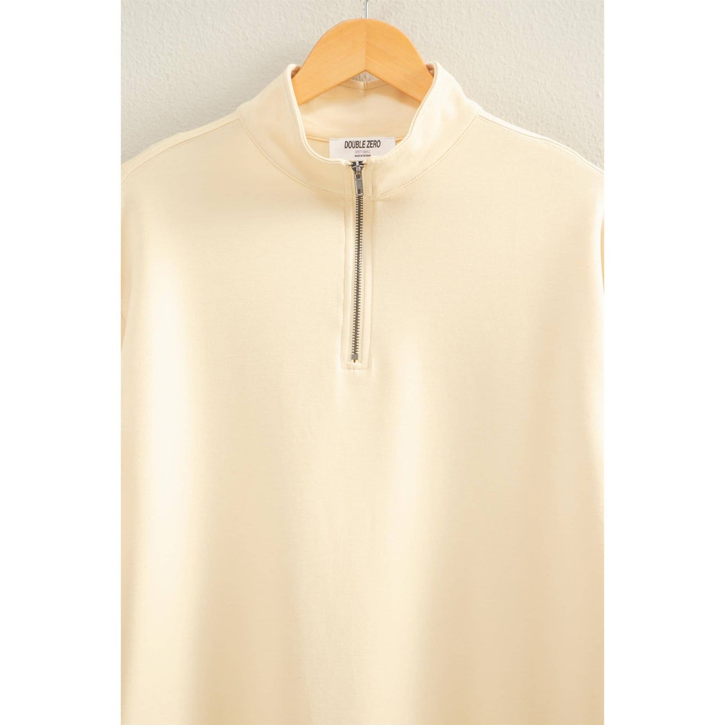 Double Knit Half Zip Up Long Sleeve Mini Dress