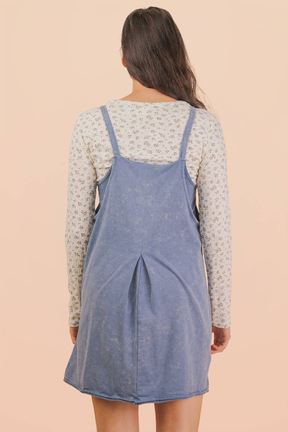 Mineral Washed Knit Mini Dress with Shorts Inside 