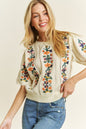 Cute Floral Embroidery Casual Pullover Sweater