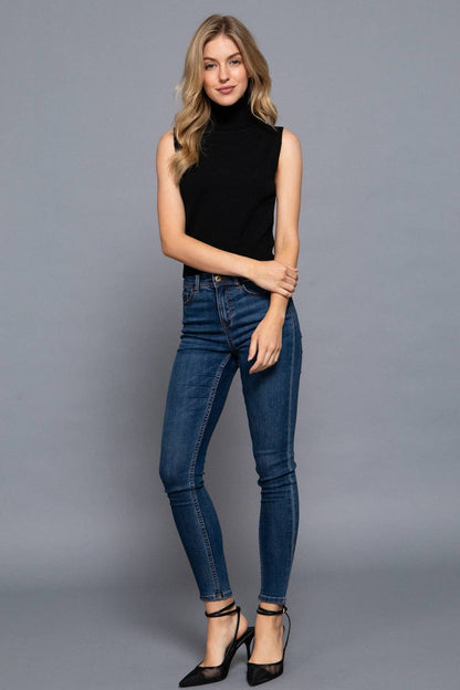 Sleeveless Turtle Neck Sweater Top