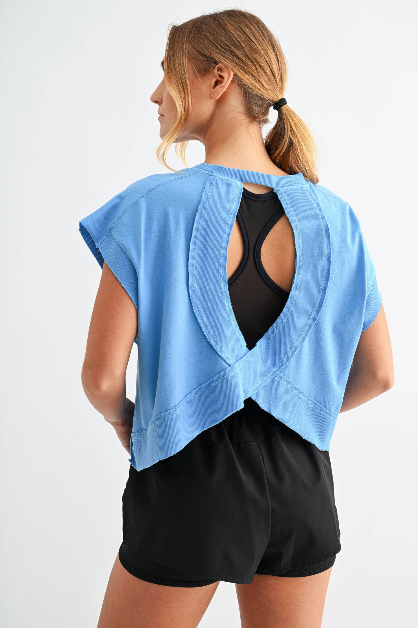 Plum Pink Open Back Pima Cotton Top