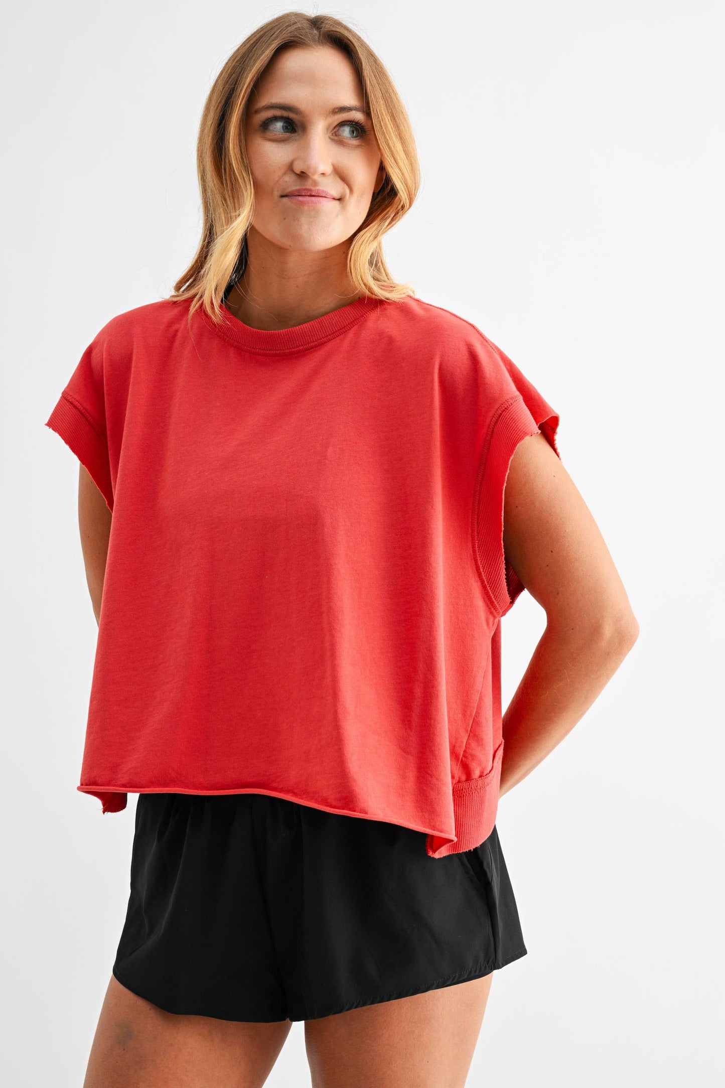 Plum Pink Open Back Pima Cotton Top