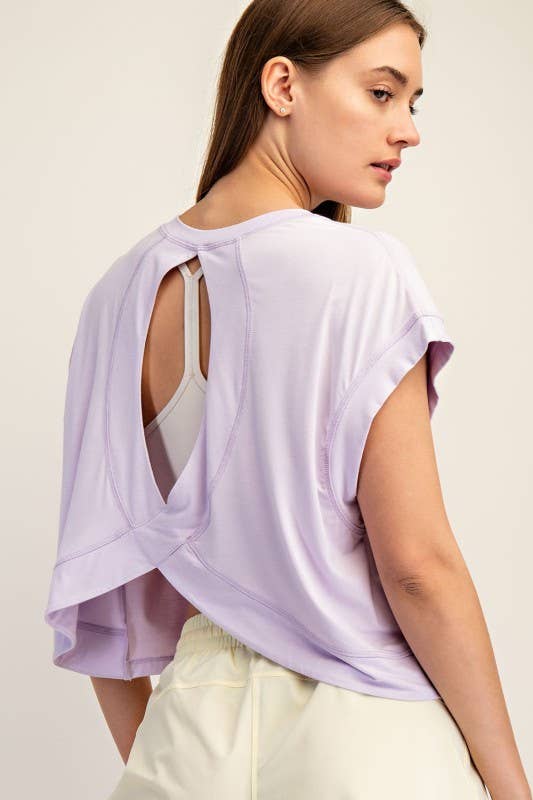 Short Sleeve Open Back Top