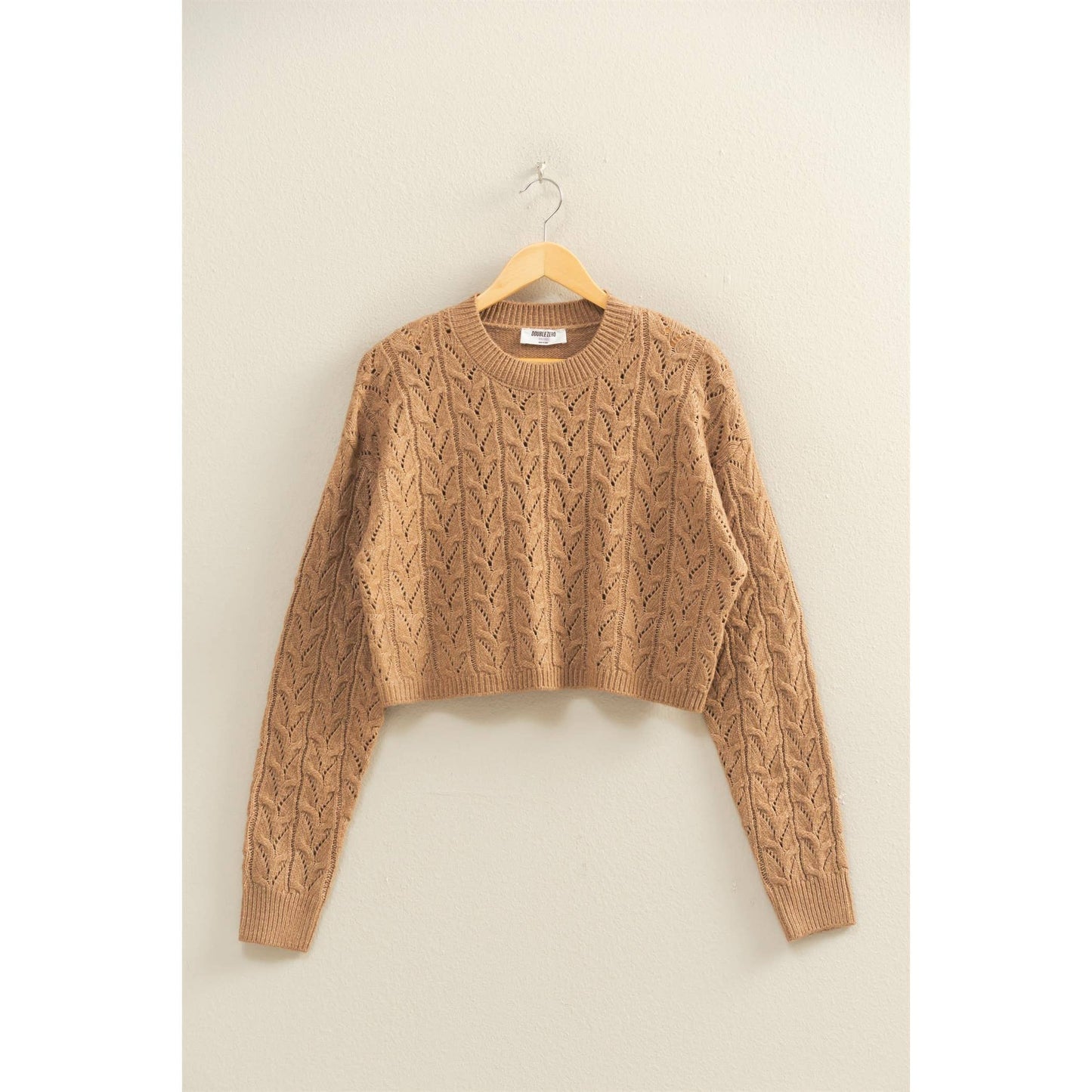 Cropped Cable Knit Sweater