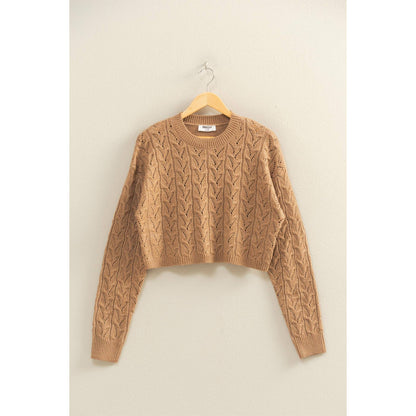 Cropped Cable Knit Sweater