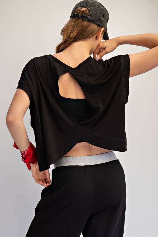 Short Sleeve Open Back Top