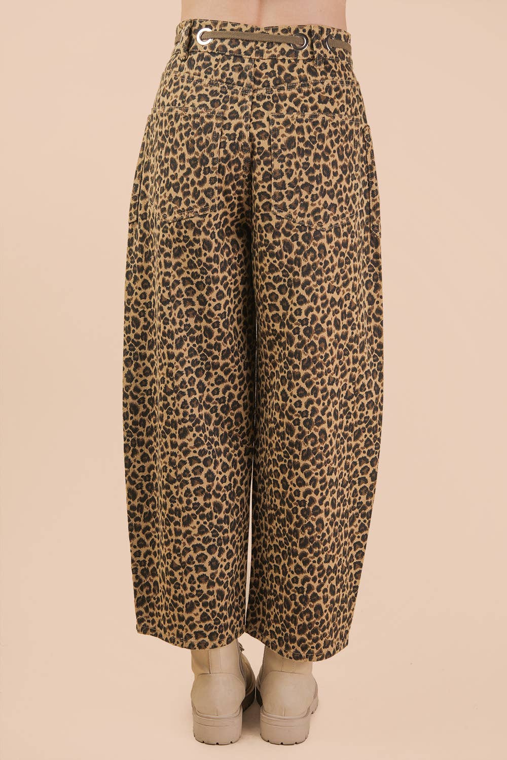 Leopard Printed Barrel Pants