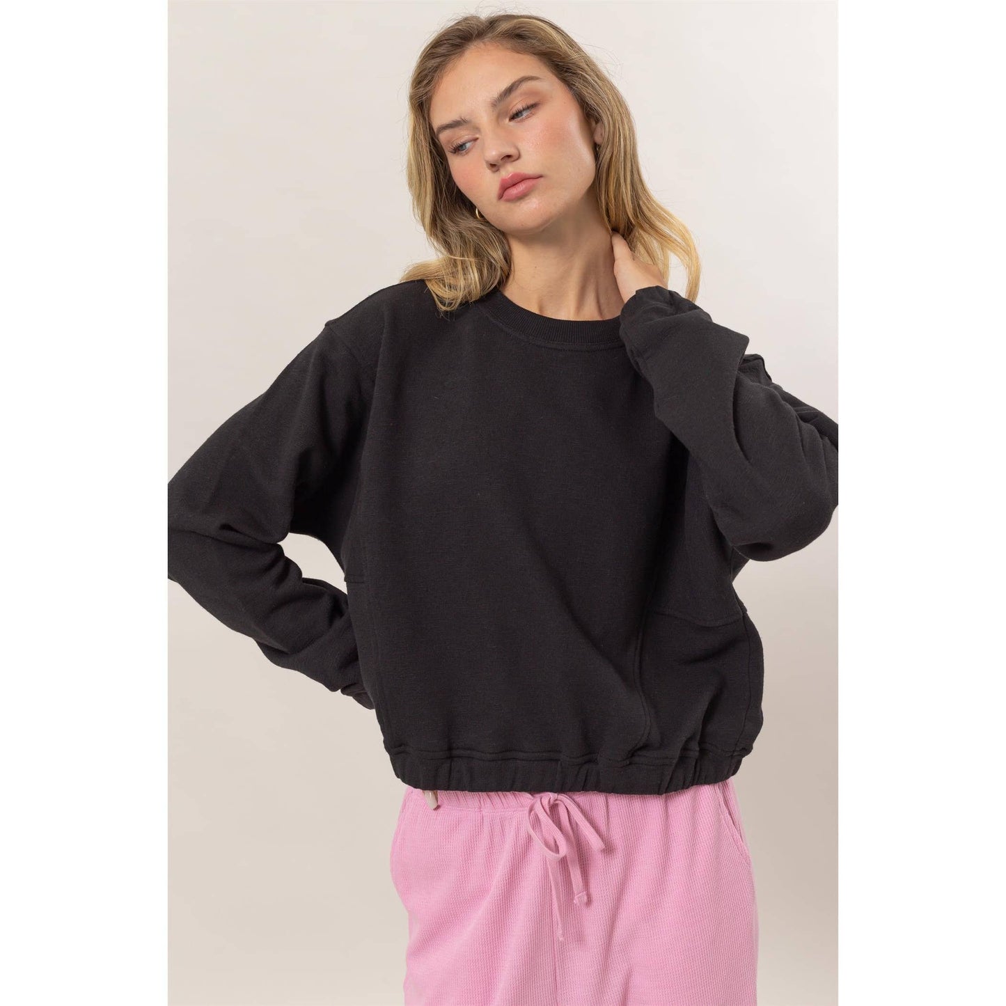 Cropped Pullover Sweatshirt