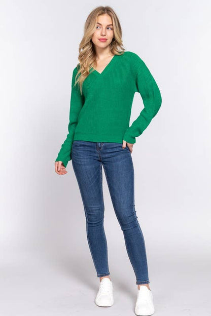 Long Sleeve V-neck Sweater