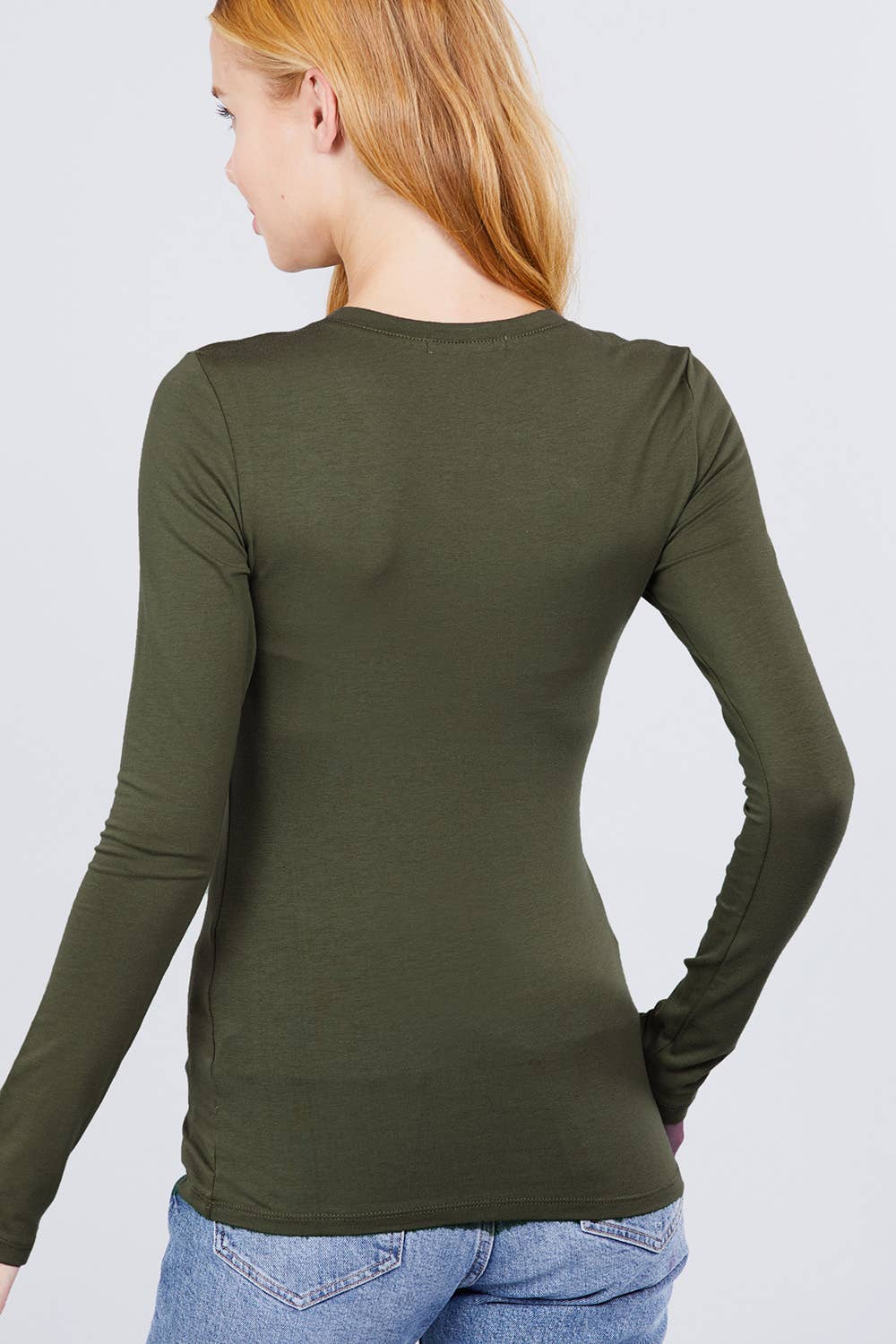 Long Sleeve Crew Neck Cotton Spandex Jersey Top