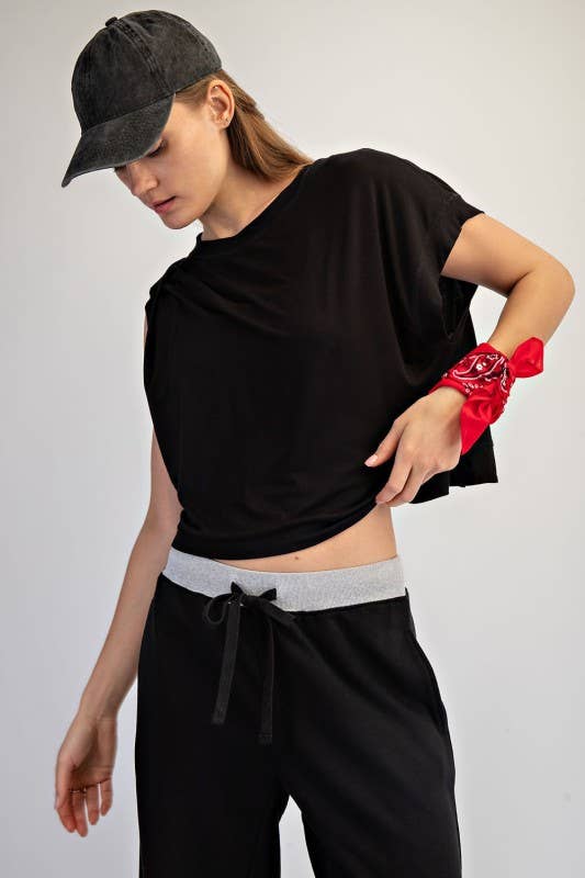Short Sleeve Open Back Top