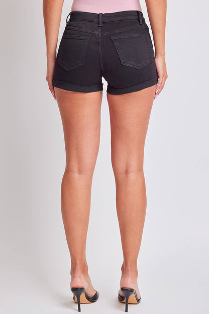 Junior Mid Rise Raw Edge Cuff Denim Short