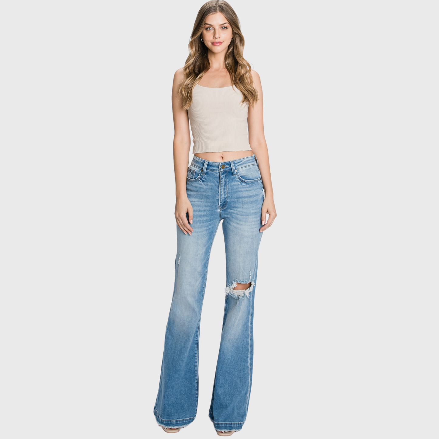 Petite Length High Rise 70's Inspired Flare Jeans