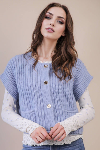 Oversized Button Down Knit Sweater Top