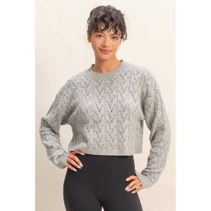 Cropped Cable Knit Sweater