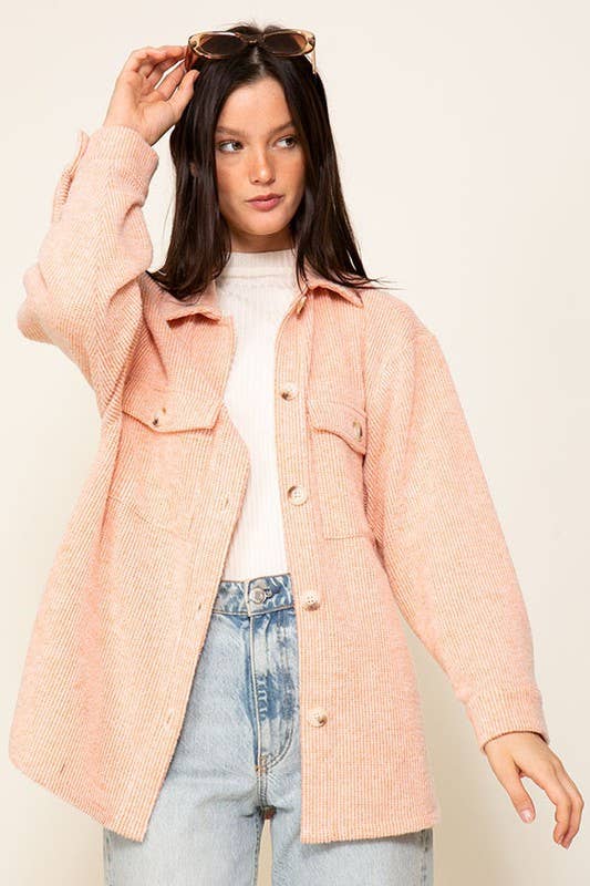 Forest Green Brushed Corded Shacket