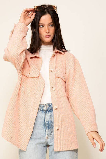 Forest Green Brushed Corded Shacket