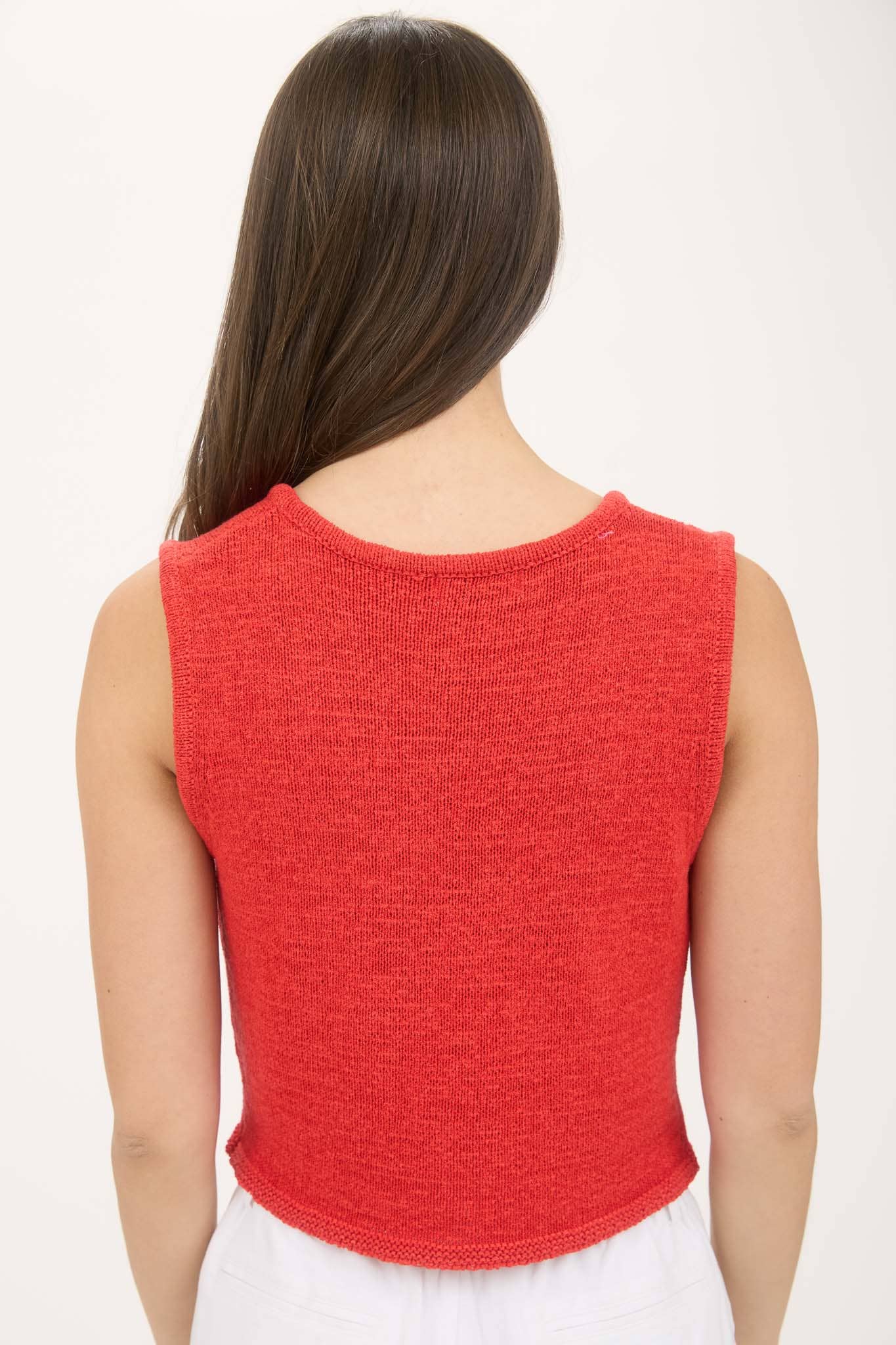 Cream Front Tie Detail Sleeveless Knot Sweater Vest