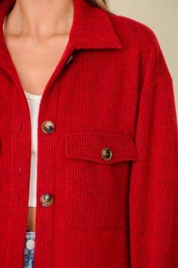 Forest Green Brushed Corded Shacket