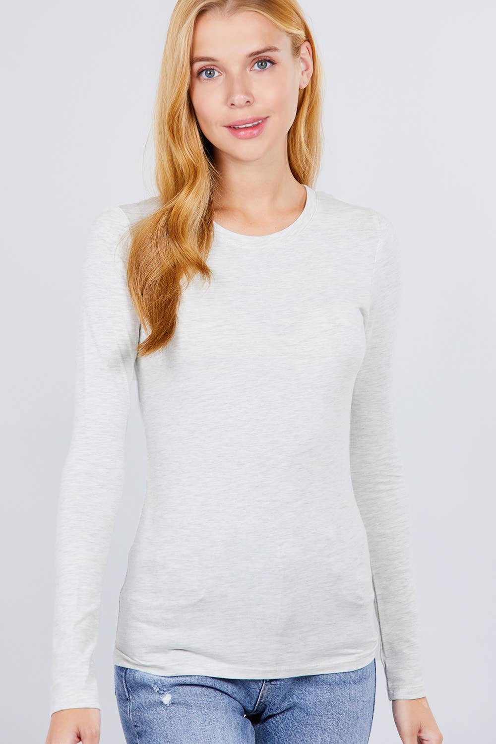 Long Sleeve Crew Neck Cotton Spandex Jersey Top