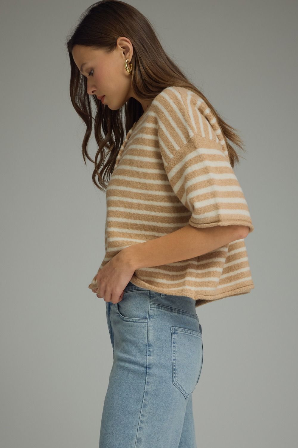 The Aspen Short Sleeve Stripe Sweater