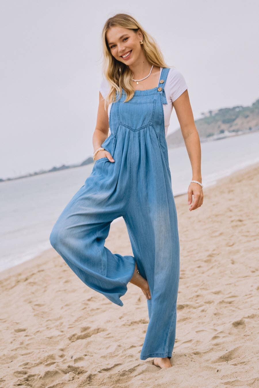 Washed Chambray Overall Jumpsuit