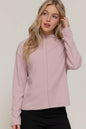 Long Sleeve Visible Overlocked Seams Detail Brushed Rib Top