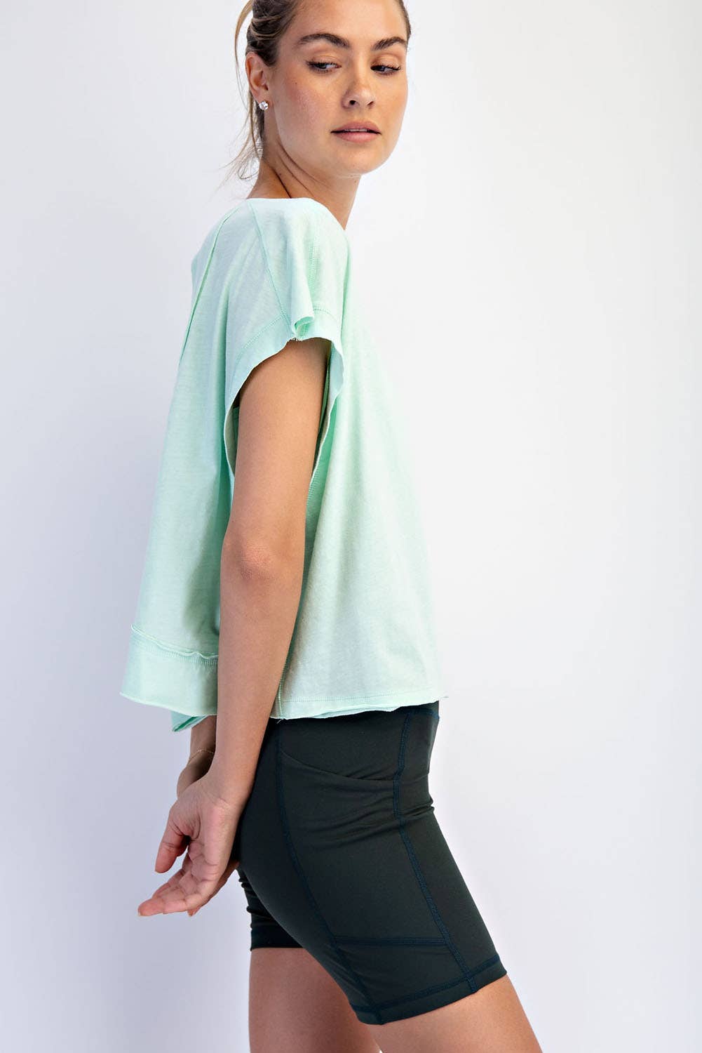 Clover Green Cotton Slub Open Back Top