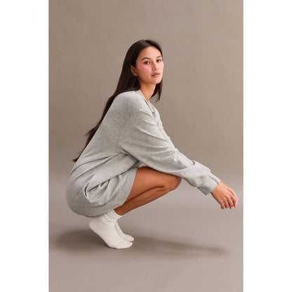 Double Knit Half Zip Up Long Sleeve Mini Dress