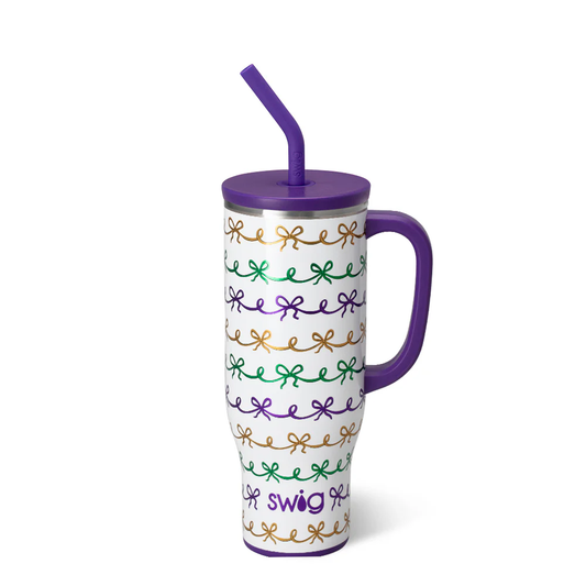 Swig MARDI GRAS BOWS Mega Mug 30oz