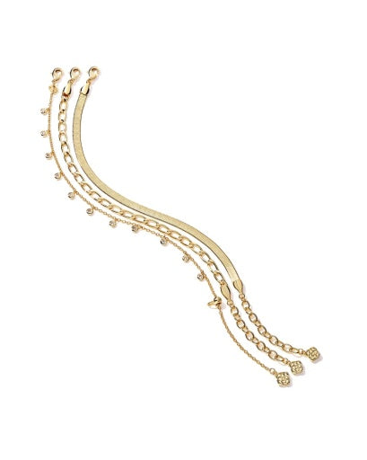 KASSIE SET OF 3 CHAIN BRACELET - GOLD METAL