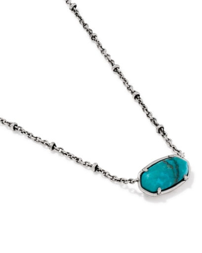 TIGER STRIPED ELISA SHORT PENDANT NECKLACE - VINTAGE SILVER BLUE MARBLE