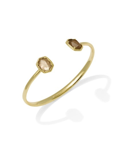 DAPHNE FRAME CUFF BRACELET - GOLD TAUPE MOTHER OF PEARL S/M