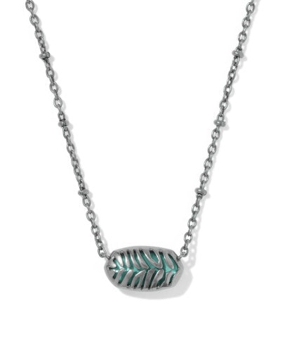 TIGER STRIPED ELISA SHORT PENDANT NECKLACE - VINTAGE SILVER BLUE MARBLE