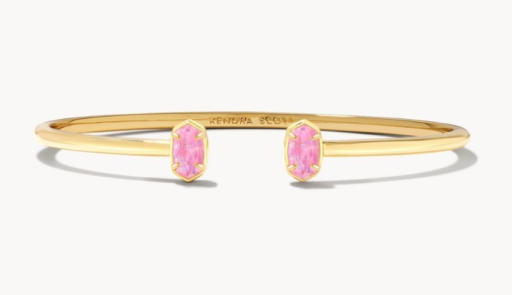 EMILIE CUFF BRACELET - GOLD PINK IRIDESCENT GLITTER GLASS