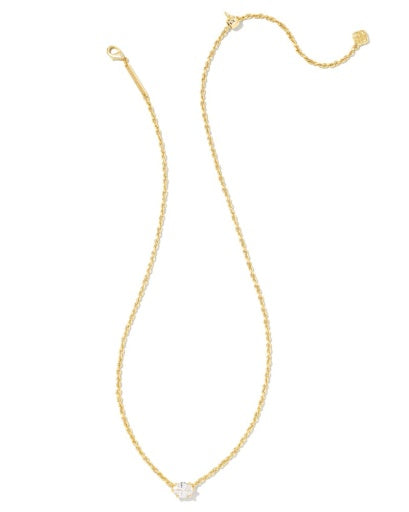 CAILIN CRYSTAL PENDANT NECKLACE - GOLD METAL WHITE CZ